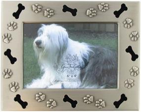 img 1 attached to 🐾 Quadow 4x6 Metal Tabletop Frame for Dog or Puppy Photos, with Bone and Paw Print Design