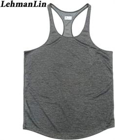 img 3 attached to Lehmanlin Men's Gym Tank Tops: Stringer Bodybuilding T-Shirts with 2CM Shoulder Straps