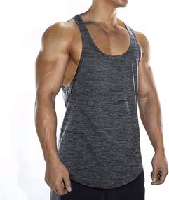 img 4 attached to Lehmanlin Men's Gym Tank Tops: Stringer Bodybuilding T-Shirts with 2CM Shoulder Straps