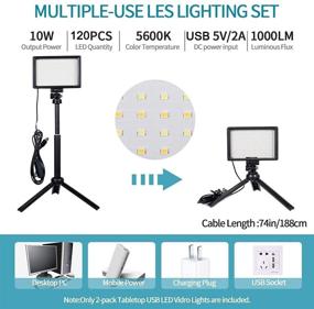 img 2 attached to 🎥 2-Pack Dimmable USB LED Video Light with Adjustable Tripod Stand, 5600K Color Temperature, 5 Color Filters - Ideal for Tabletop/Low Angle Shooting, Studio Lighting, Video Recording, Game Streaming, Meeting, YouTube Photography