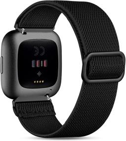 img 4 attached to Запястье на замену Witzon регулируемый эластичный ремешок Solo Loop для Fitbit Versa 2 - элегантные черные браслеты для женщин и мужчин