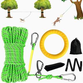 img 4 attached to 🐶 NTR Dog Tie Out Cable: Heavy Duty Overhead Trolley System for Camping, 50ft/70ft/100ft - Maximum Safety and Fun for Dogs up to 350lbs!