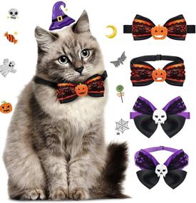 img 4 attached to Halloween Cat Collars Breakaway Bowtie