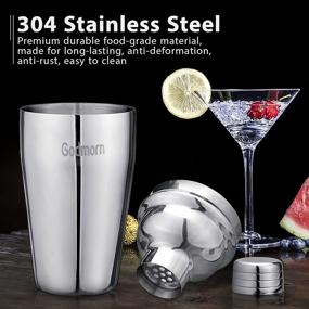 img 3 attached to 🍸 Bartender Kit, Godmorn 15Pcs Cocktail Shaker Set, 304 Stainless Steel Martini Shaker and Strainer, 550ml /19OZ Bar Tool Set With Bamboo Stand, Recipe Book, For Home And Bar