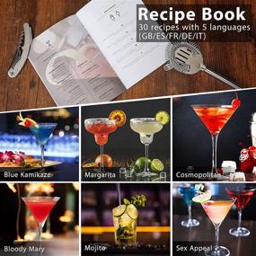 img 1 attached to 🍸 Bartender Kit, Godmorn 15Pcs Cocktail Shaker Set, 304 Stainless Steel Martini Shaker and Strainer, 550ml /19OZ Bar Tool Set With Bamboo Stand, Recipe Book, For Home And Bar