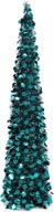 🎄 hohotime tinsel christmas tree 5ft - peacock blue | detachable artificial tree with stand ornaments for home, fireplace, office decoration | ideal for party celebrations logo