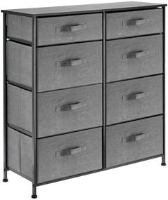 img 1 attached to 🗄️ mDesign Storage Dresser Furniture: Stylish Tall Chest Tower Organizer with 8 Fabric Drawers for Bedroom, Hallway, and Closet Organization - Charcoal Gray