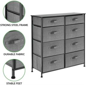 img 3 attached to 🗄️ mDesign Storage Dresser Furniture: Stylish Tall Chest Tower Organizer with 8 Fabric Drawers for Bedroom, Hallway, and Closet Organization - Charcoal Gray