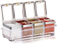 🌶️ aogist clear seasoning box set - 4-piece premium quality kitchen spice pots - condiment jars with covers and spoons - acrylic storage containers for seasonings - seasoning rack logo