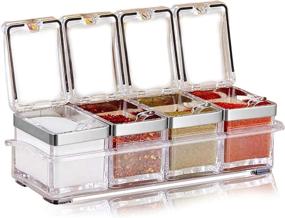 img 4 attached to 🌶️ Aogist Clear Seasoning Box Set - 4-Piece Premium Quality Kitchen Spice Pots - Condiment Jars with Covers and Spoons - Acrylic Storage Containers for Seasonings - Seasoning Rack