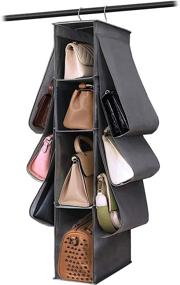 img 4 attached to 👜 WOWCASE Grey Hanging Purse Handbag Organizer - 10 Pockets Nonwoven Wardrobe Closet Storage Bag