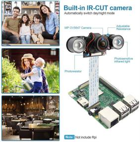 img 2 attached to 📷 Raspberry Pi4 Camera with Automatic Day & Night Vision, 5MP OV5647 Sensor Webcam, Built-in IR-Cut Filter, 1080p HD Fisheye Camera for Raspberry Pi3B/3B+ and Pi 2B B+