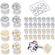 secure your studs with 40 soft silicone earring backs + storage box logo