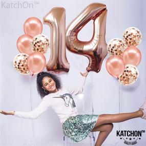 img 2 attached to 🎈 40 Inch 14 Balloon Numbers - Rose Gold Confetti Balloons Included! Happy 14th Birthday Decorations for Girls - Perfect for Rose Gold 14 Year Old Girl Birthday Party