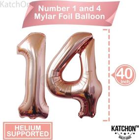 img 1 attached to 🎈 40 Inch 14 Balloon Numbers - Rose Gold Confetti Balloons Included! Happy 14th Birthday Decorations for Girls - Perfect for Rose Gold 14 Year Old Girl Birthday Party