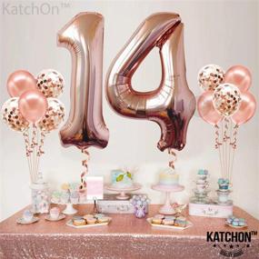 img 3 attached to 🎈 40 Inch 14 Balloon Numbers - Rose Gold Confetti Balloons Included! Happy 14th Birthday Decorations for Girls - Perfect for Rose Gold 14 Year Old Girl Birthday Party