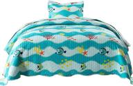 🐠 kids sea life bedding set - 2 piece lightweight quilt set, printed beach sea decoration throw blanket, twin size coverlet comforter set for boys and girls, featuring 277 fish quilt design logo