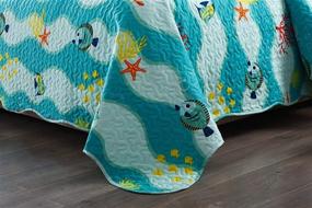 img 3 attached to 🐠 Kids Sea Life Bedding Set - 2 Piece Lightweight Quilt Set, Printed Beach Sea Decoration Throw Blanket, Twin Size Coverlet Comforter Set for Boys and Girls, featuring 277 Fish Quilt Design