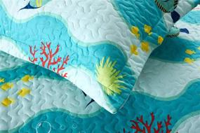 img 1 attached to 🐠 Kids Sea Life Bedding Set - 2 Piece Lightweight Quilt Set, Printed Beach Sea Decoration Throw Blanket, Twin Size Coverlet Comforter Set for Boys and Girls, featuring 277 Fish Quilt Design