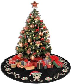 img 1 attached to 🎄 Add a Festive Touch to Your Christmas Decor with MSGUIDE Sugar Skull Santa Tree Skirt – 48" Xmas Tree Mat