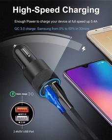 img 3 attached to 🚗 Fast USB Car Charger: 5.4A/30W Dual Port Cigarette Lighter Adapter for iPhone13, Samsung Galaxy, LG - Rapid Charging, QC 3.0 Car Plug