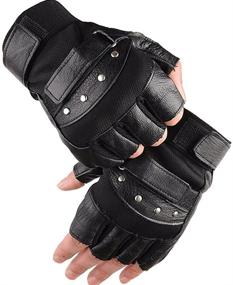 img 1 attached to 🧤 Genuine Leather KUYOMENS Cycling Finger Gloves