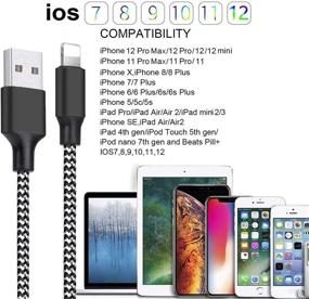 img 2 attached to 🔌 Сертифицированный Lightning-кабель Apple MFi: 5 штук 6 футовый быстрый зарядный кабель для iPhone - USB оплетенный нейлоном зарядное устройство для iPhone 13/12/11 Pro Max/XS MAX/XR/XS/X/8/8Plus/7/7 Plus/6S/6/5/SE/AirPods