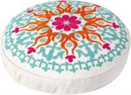 colorful embroidered bohemian round floor pillow for home decor - ethnic boho cotton cushion 🌈 perfect for living room, bedroom, balcony, yoga room, car office & outdoor spaces (18 inch approx) logo