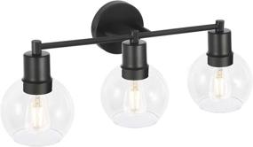 img 3 attached to 💡 Globe Vanity Light Fixture, 3-Light E26 Black Metal Wall Sconce for Mirror, Industrial Indoor Wall Light with Clear Glass Shade (Black)