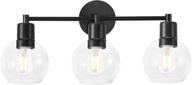 💡 globe vanity light fixture, 3-light e26 black metal wall sconce for mirror, industrial indoor wall light with clear glass shade (black) логотип