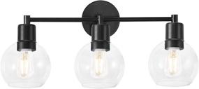 img 4 attached to 💡 Globe Vanity Light Fixture, 3-Light E26 Black Metal Wall Sconce for Mirror, Industrial Indoor Wall Light with Clear Glass Shade (Black)