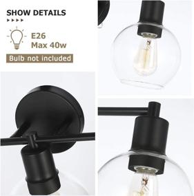 img 1 attached to 💡 Globe Vanity Light Fixture, 3-Light E26 Black Metal Wall Sconce for Mirror, Industrial Indoor Wall Light with Clear Glass Shade (Black)