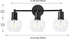 img 2 attached to 💡 Globe Vanity Light Fixture, 3-Light E26 Black Metal Wall Sconce for Mirror, Industrial Indoor Wall Light with Clear Glass Shade (Black)