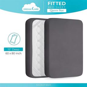 img 1 attached to 🛏️ Fitted Sheet Deep Pocket Queen Size - Gray: The Perfect Deep Pocket Bed Sheet