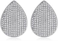 zirconia teardrop earrings platinum silver tone logo