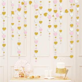 img 2 attached to 💗 52 Ft Love Heart Garland Hanging Streamer Banner in Pink, White, and Gold - Ideal for Anniversary, Mother's Day, Bachelorette, Engagement, Wedding, Baby Shower, Bridal Shower, Valentine's Day, Birthday Party Decorations