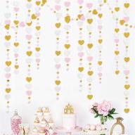 💗 52 ft love heart garland hanging streamer banner in pink, white, and gold - ideal for anniversary, mother's day, bachelorette, engagement, wedding, baby shower, bridal shower, valentine's day, birthday party decorations logo