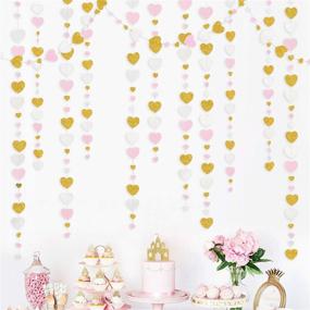 img 4 attached to 💗 52 Ft Love Heart Garland Hanging Streamer Banner in Pink, White, and Gold - Ideal for Anniversary, Mother's Day, Bachelorette, Engagement, Wedding, Baby Shower, Bridal Shower, Valentine's Day, Birthday Party Decorations