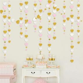 img 1 attached to 💗 52 Ft Love Heart Garland Hanging Streamer Banner in Pink, White, and Gold - Ideal for Anniversary, Mother's Day, Bachelorette, Engagement, Wedding, Baby Shower, Bridal Shower, Valentine's Day, Birthday Party Decorations