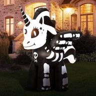 🦄 5ft halloween inflatables unicorn with led lights - skeleton blow up decoration for party, holiday indoor/outdoor, garden, yard - eaone logo