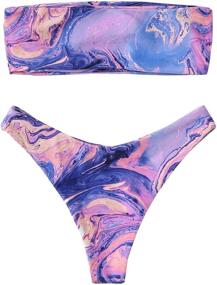 img 3 attached to SweatyRocks Bathing Strapless Bandeau Swimwear Women's Clothing and Swimsuits & Cover Ups