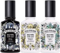 💩 poo-pourri original citrus, vanilla mint, and royal flush: 4 ounce bottles for pre-toilet freshness logo