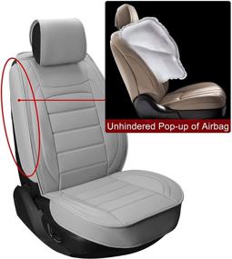 img 2 attached to 🚗 Sanwom Universal Leather Car Seat Covers - Waterproof Full Set for Various Vehicles - High Back Protector, Gray.