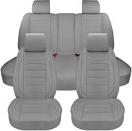 🚗 sanwom universal leather car seat covers - waterproof full set for various vehicles - high back protector, gray. logo