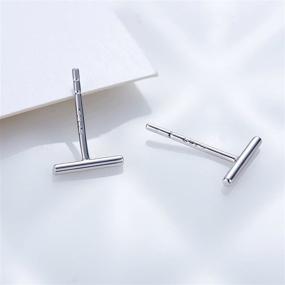 img 3 attached to 💎 Simplify Your Style with Minimalist 925 Sterling Silver Bar Stud Earrings