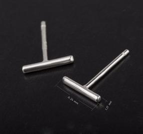 img 2 attached to 💎 Simplify Your Style with Minimalist 925 Sterling Silver Bar Stud Earrings