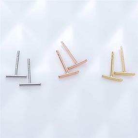 img 1 attached to 💎 Simplify Your Style with Minimalist 925 Sterling Silver Bar Stud Earrings