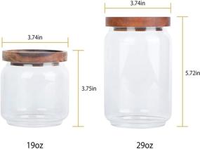 img 3 attached to Vensp Clear Borosilicate Glass Storage Jars: Airtight Wooden Lids for Kitchen Storage - Sugar, Salt, Loose Tea Container - 19Floz, 29Floz, 2 Piece Set