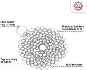 img 2 attached to 🍳 S&C Кухня - Щетка из бамбука с нержавеющей стальной кольчугой - очищает сковороды, воки, сковороды и т. д. - щетка для чугунной посуды - 1 шт. + нержавеющая стальная кольчуга - 4 на 4 дюйма