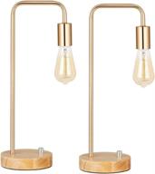 🌟 set of 2 haitral industrial table lamps - gold bedside lamps for bedroom, living room, and office (bulb not included) логотип